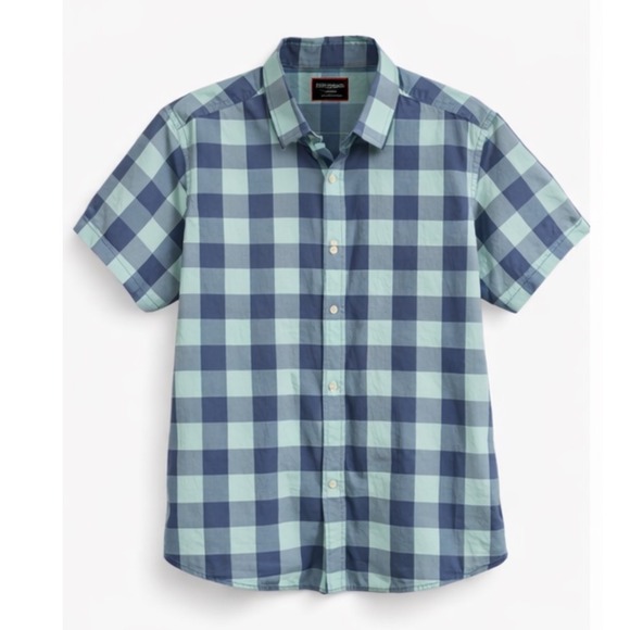 UNTUCKit Other - UNTUCKit Mens Lg Short Sleeve Cotton Button‎ Down Shirt Green Navy Buffalo Check